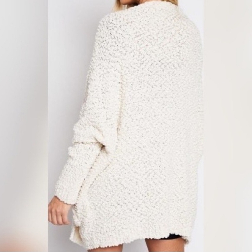 Umgee Ivory Open Front Drop Shoulder Popcorn Cardigan Women's Sweater Size S - Picture 3 of 16